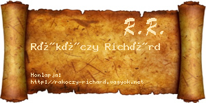 Rákóczy Richárd névjegykártya